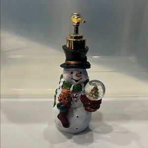 Festive Snowman with Snow Globe Holiday Soap Dispenser